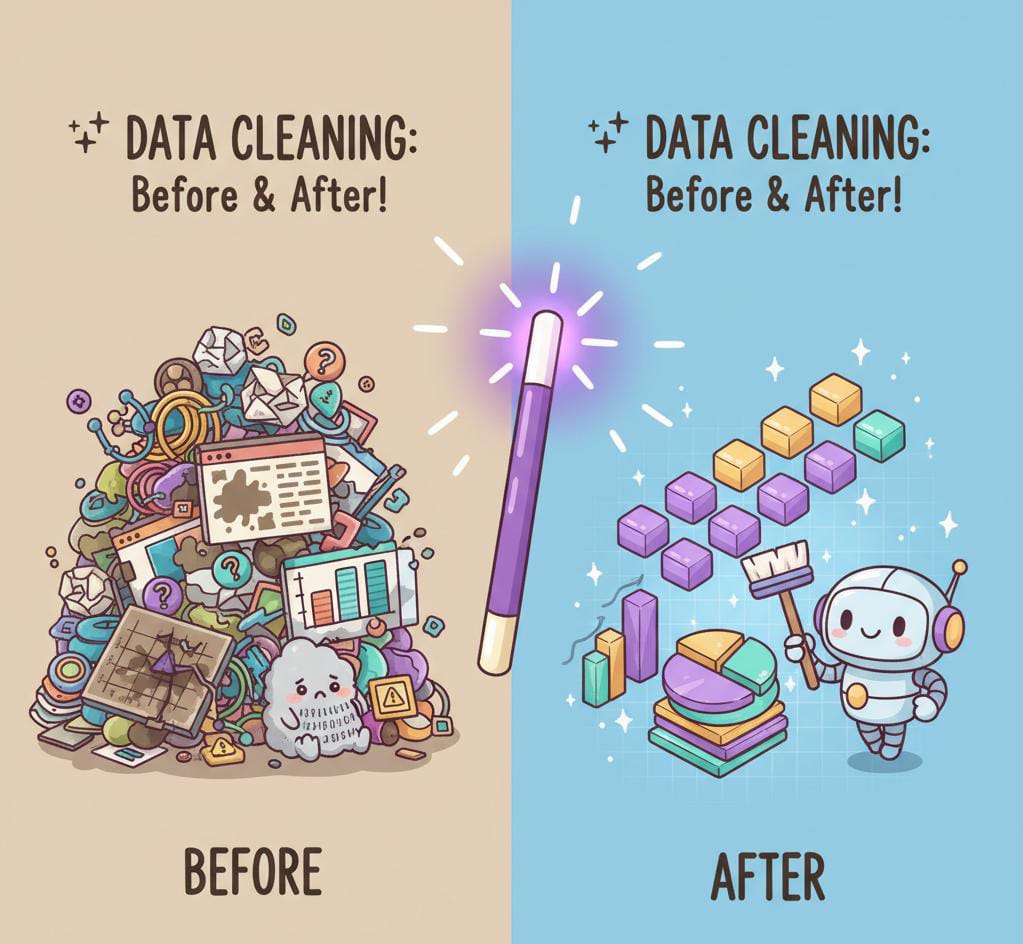 RaflinkInsight's tweet image. From Chaos to Clarity 🔍✨
Every powerful data story starts before the dashboards and visuals , it starts with data cleaning💜✊🏽.
#DataAnalytics #RaflinkInsight