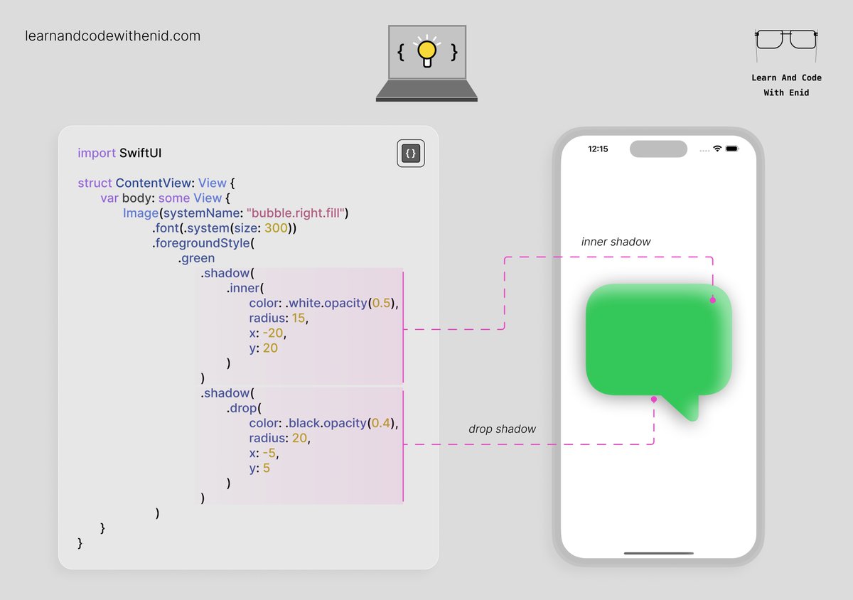 ios_dev_alb's tweet image. SwiftUI Tip 💡
In iOS 16+, you can combine inner and drop shadows for extra depth and realism.
→ learnandcodewithenid.com