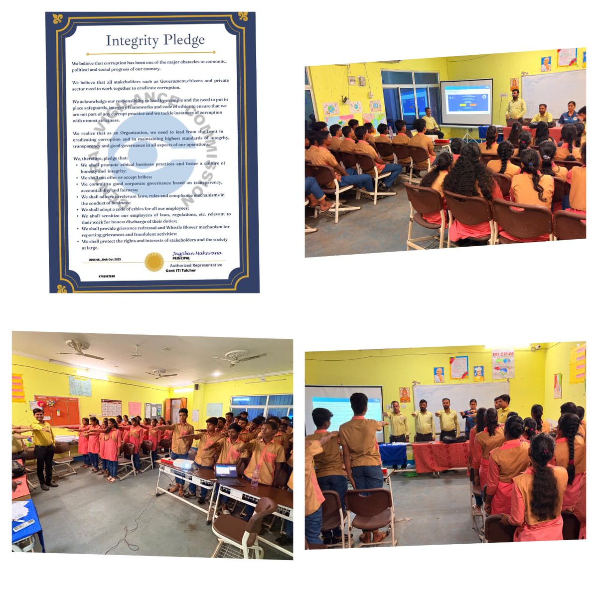 ItiTalcher's tweet photo. Vigilance Awareness Week 2025 – Pledge-Taking Ceremony at Govt. ITI, Talcher
Today, a Pledge-Taking Ceremony was organized at Govt. ITI, Talcher to mark the observance of Vigilance Awareness Week 2025. https://t.co/9HteO1FIhb
