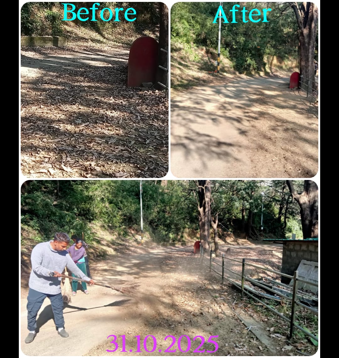 🌿 Roadside cleaning under #SpecialCampaign5.0 — fallen leaves beneath trees cleared by dedicated Jutogh Cantonment staff, keeping our surroundings neat and green! 🍃 #SpecialCampaign5 #SwachhataHiSeva2025 #Swachhotsav #SwachhBharat <a href="/pddewc/">PDDEWC</a> <a href="/DefenceMinIndia/">रक्षा मंत्री कार्यालय/ RMO India</a> <a href="/SpokespersonMoD/">Ministry of Defence, Government of India</a>
