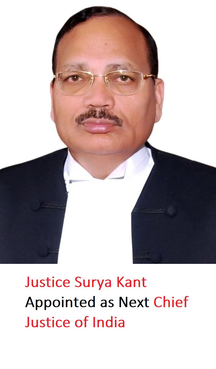 rajeshchand_01's tweet image. Justice Surya Kant Appointed as Next Chief Justice of India
Read More : eminent-ias.com/daily-current-…
#JusticeSuryaKant #ChiefJusticeOfIndia #CJI53  #UPSC #UPSC2025 #UPSCPrelims #UPSCMains #CurrentAffairs #UPSCPreparation #BPSC #MPPSC #JPSC #UKPSC #UPPSC #RPSC #TNPSC #WBCS #SSC