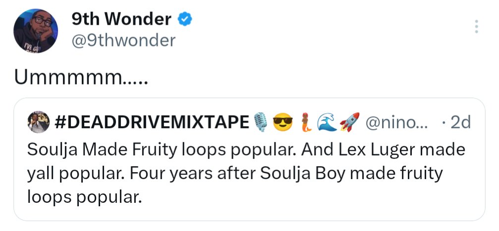 eltrainmusic's tweet photo. Recently made a video about this exact topic. @9thwonder is the reason I discovered @FL_Studio when I first started making beats 🙌🏼 https://t.co/MICRDG4cCb