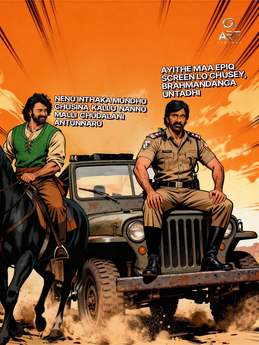 ARTCinemasOffl's tweet photo. When a worldwide classic meets a mass jathara, you know you’re in for a world-class mass kick 🤙🏻🥳

Watch this double Dhamaka on EPIQ!

#MassJathara #MassJatharaOnOct31st #BaahubaliTheEpic #BaahubaliTheEpicOn31stOct #raviteja #prabhas https://t.co/EaafqB0pMd