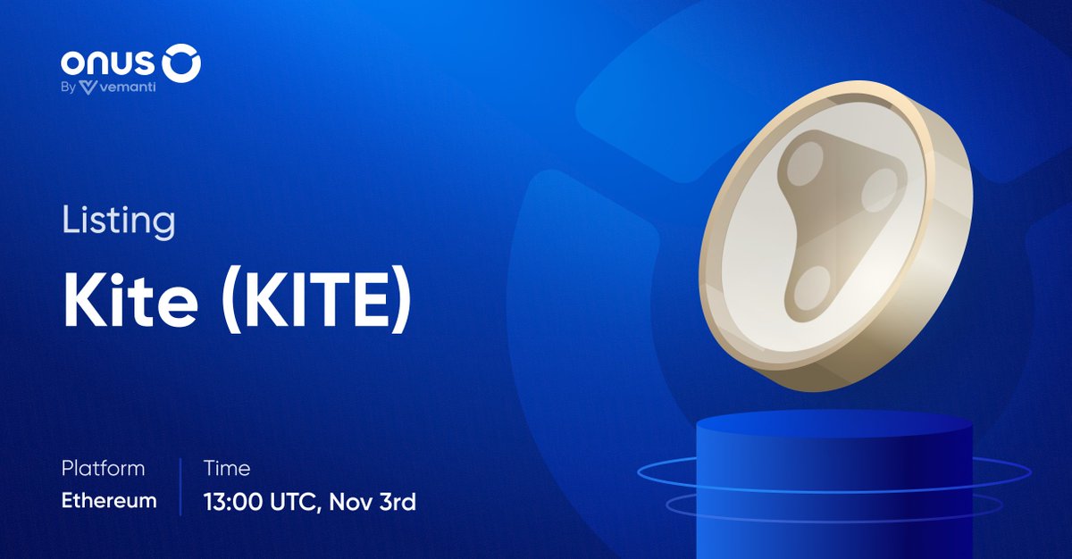 ONUSFinance's tweet image. 📱 Kite (#KITE) gets listed on ONUS

Starting from 13:00 UTC on November 3, 2025, we officially list Kite (#KITE) on the ONUS application:

- Off-chain transactions: Send and receive $KITE with other users in the ONUS network.
- Swap: Convert $VNDC or $USDT to $KITE and vice…