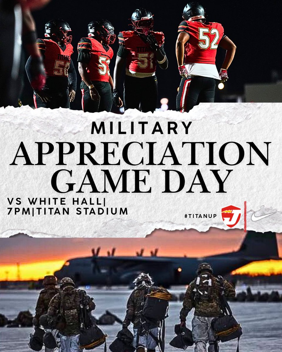 GAME DAY vs. The White Hall Bulldogs. The game will be at Titan Stadium!  Kickoff set for 7:00 pm  #TitanUp. 

📺 TUNE IN TO CRSportsLive ON FACEBOOK AND YOUTUBE!!!!!!