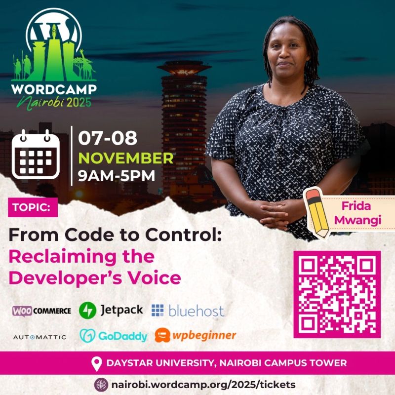 kugwo_ke's tweet image. Kenya’s gig workers are creative, resilient, and shaping what’s next.

Our Chairperson @FridaMwangi will speak at #WordCampNairobi2025 (7–8 Nov, Daystar University) on “From Code to Control: Reclaiming the Developer’s Voice.”

🎟️ Get or gift a ticket → nairobi.wordcamp.org/2025/tickets/
