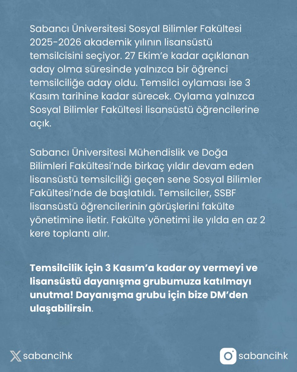 Sabancı SSBF lisanüstü temsilcisini seçiyor