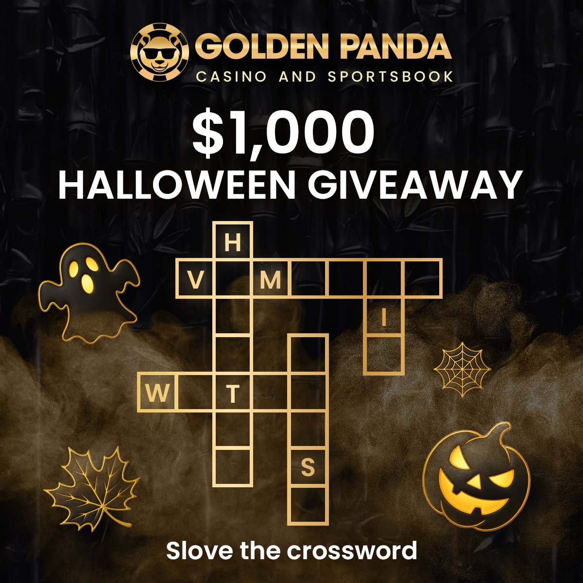 🎃 HALLOWEEN GIVEAWAY! 🐼

Think you can crack our spooky Panda crossword? 👀🧩

$1000 prize pool - 5 winners get $200 each! 💰

❤️ Like 
🔁 RT 
🐼 Follow <a href="/Golden_Panda0/">Golden Panda</a>
👥 Tag a friend &amp; comment your solved image add your username 👇

Winners announced Friday 🕸
T&amp;Cs apply❗️