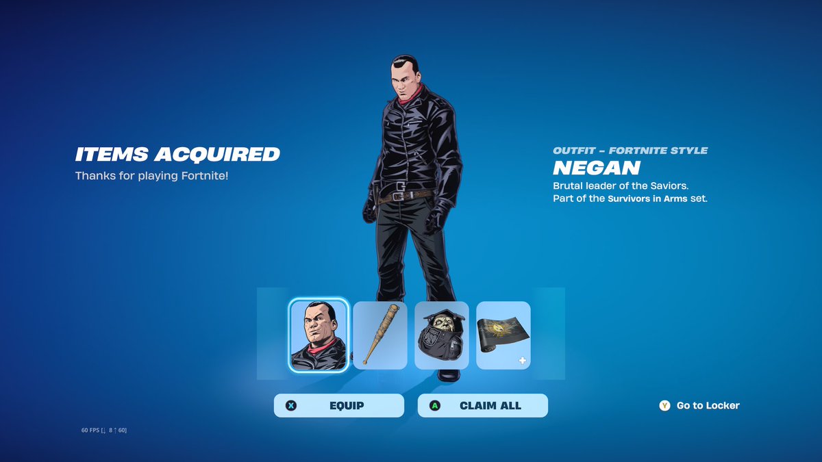 Bought the Xenomorph stuff, bought the mid emote and finally bought Negan with code Cereza <a href="/CerezaSunshyne/">🍒Cereza☀️</a>😄❤️