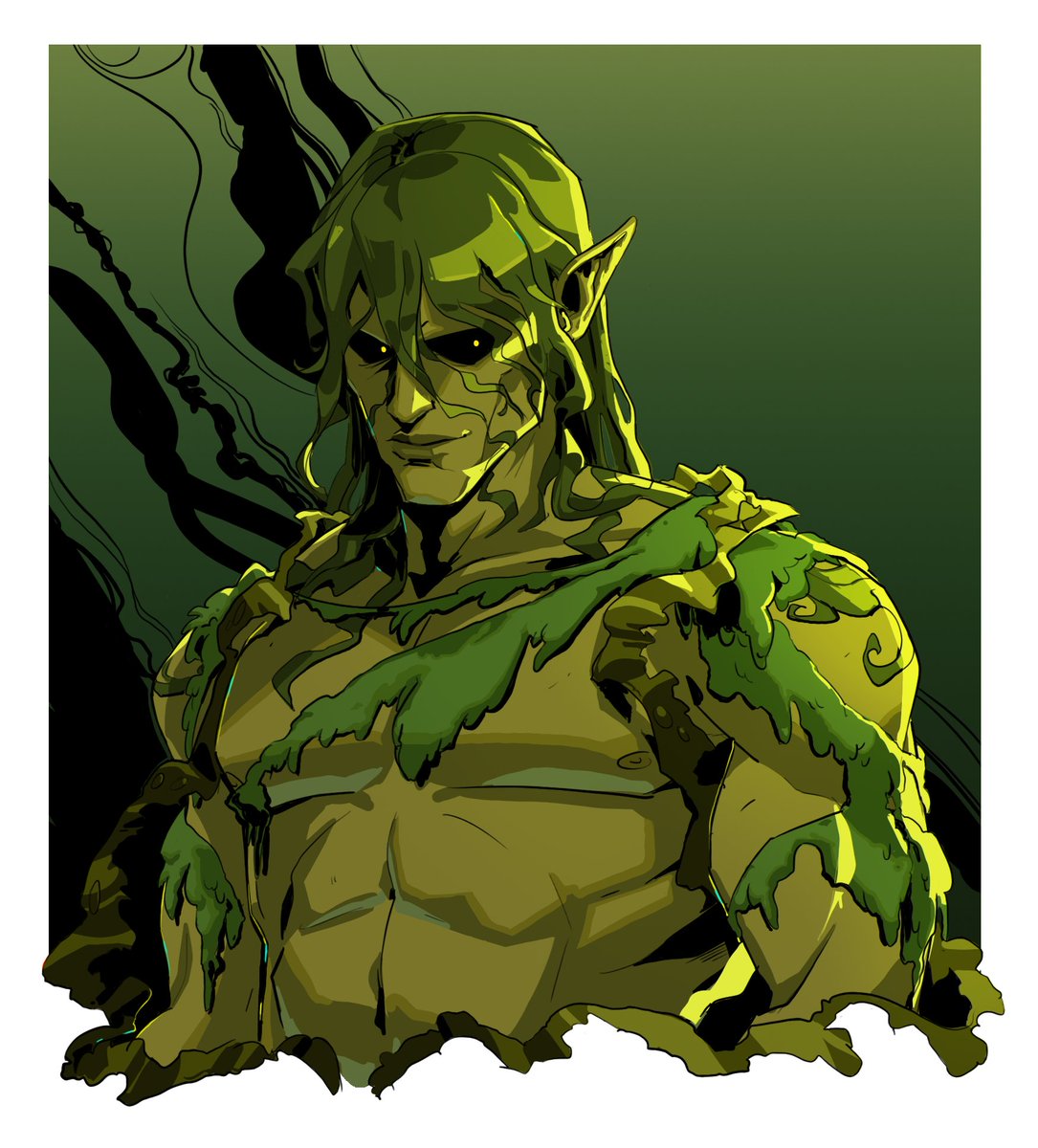 Commission of spooky swamp man with a disarmingly charming streak, Ailbe 🌿🌊🐎
Ailbe belongs to <a href="/DungeonsAndDans/">Danny | Vordanin's Book of Spellcraft out now!</a> 

#dndart #dnd #dndoc #commission