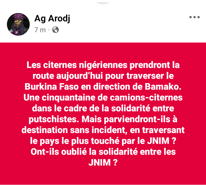 arodj_ag's tweet photo. Les #citernes #nigériens, la #solidarité interputchistes.
Solidarité inter #JNIM. https://t.co/IiQOOGOois