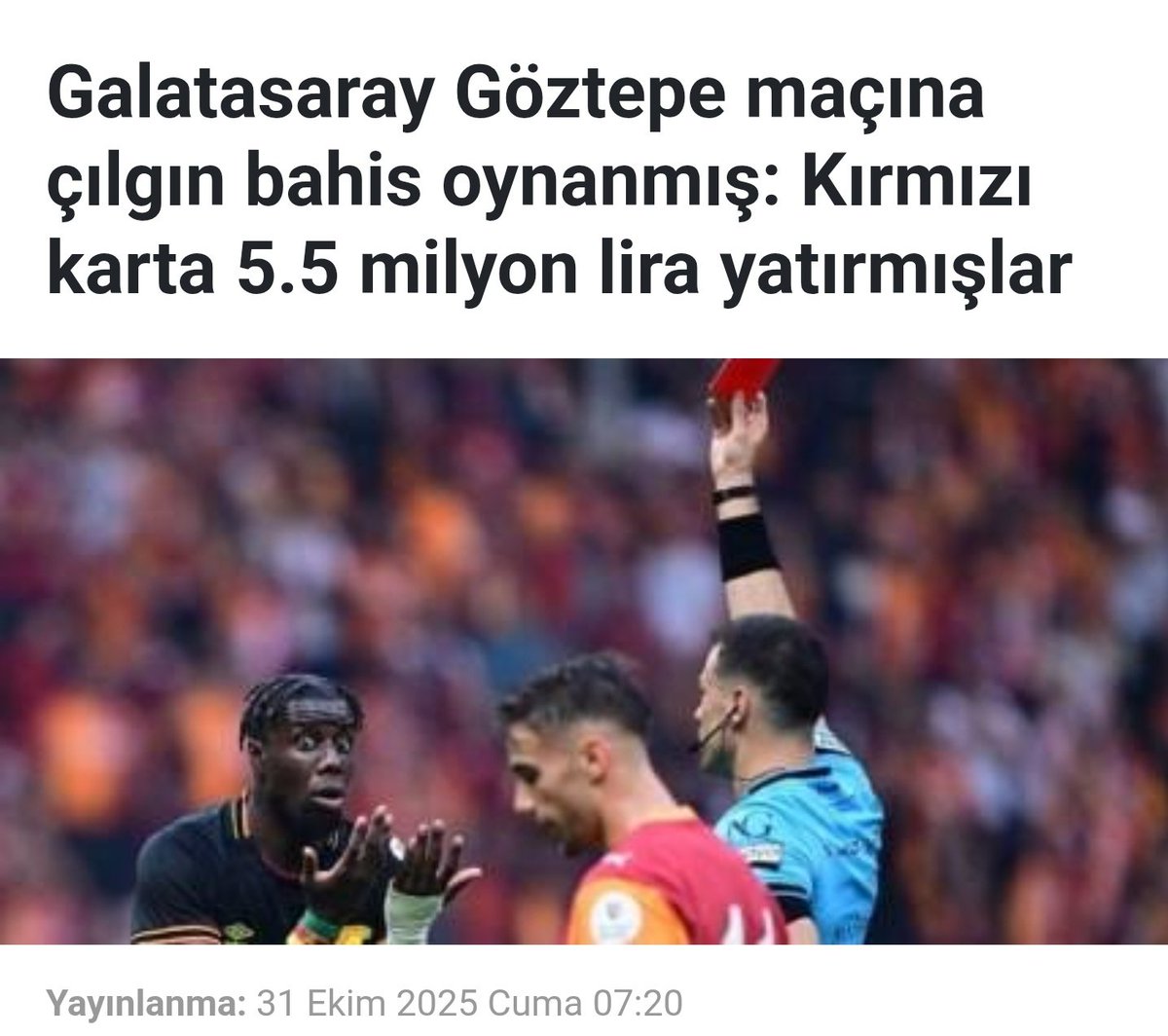 tribunGS's tweet photo. Halk TV'den, yanlışlık değil, kasti bir manipülasyon.

Yalan haberi önce piyasaya sürüyorlar, dolaşıma giriyor, algı oluşuyor paylaşan paylaşıyor.
Sonra haberi sessizce siliyorlar.

Ne bir düzeltme, ne bir özür, ne de “Göztepe–Fenerbahçe maçıydı” diye bir açıklama. @halktvcomtr https://t.co/qVF4YSBTNk