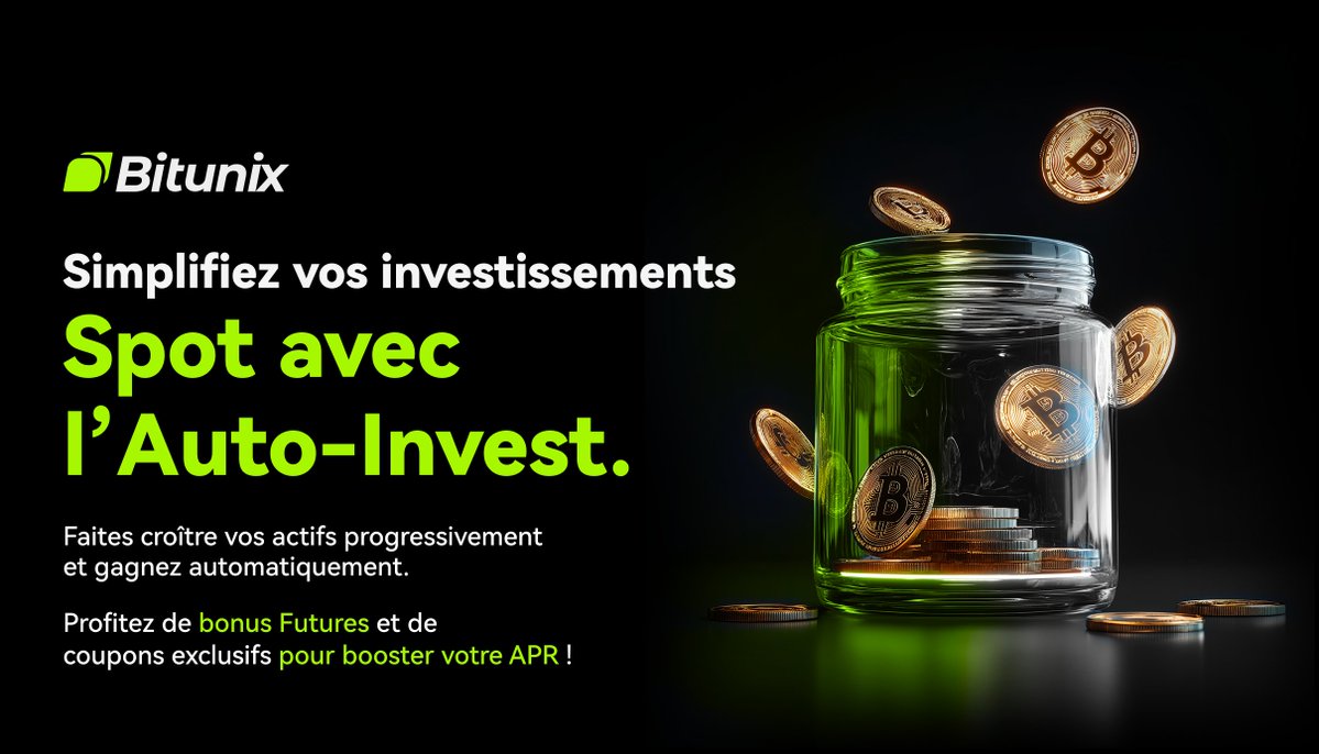 BitunixFR's tweet image. 💰 Rejoignez le programme Spot Auto-Invest de Bitunix et gagnez des récompenses supplémentaires !
Créez votre plan, investissez et débloquez des bonus Futures + des bons de boost APR.
📅 Événement : du 24 octobre au 7 novembre (UTC)
🚀 Commencez maintenant :…