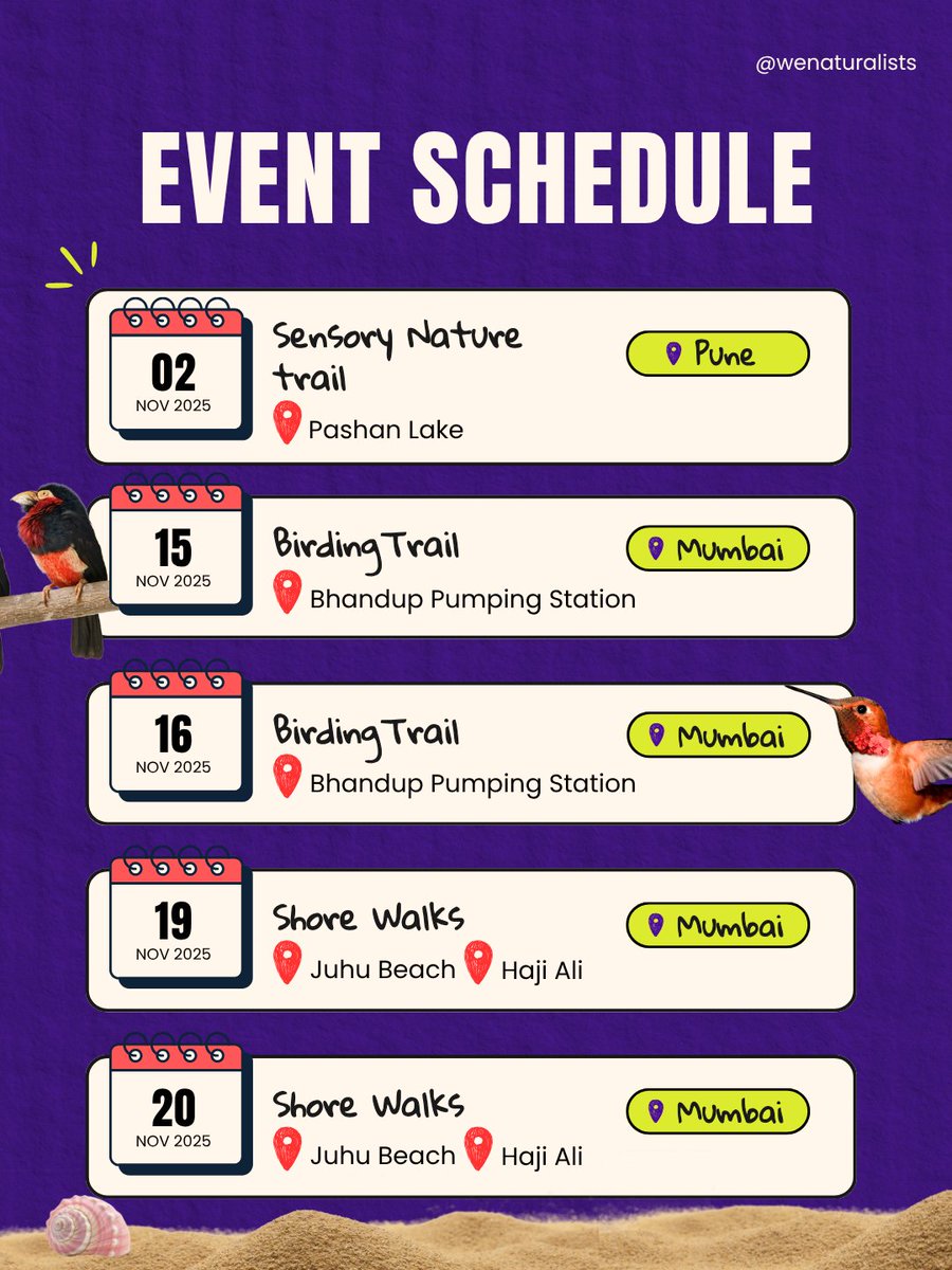 WeNaturalists's tweet image. Learning about nature starts with being in it.
November Trails are here: Birding. Shore. Sensory.

Join us where awareness meets experience.

#WeNaturalists #LearningInNature