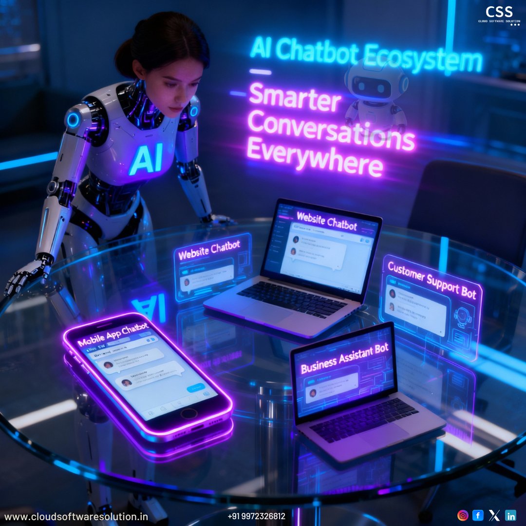 Cloudsoftwarein's tweet image. “🤖 We Build Unified AI Chatbot Ecosystems — Smarter Conversations Everywhere 💬”
✅ Website Chatbot 
✅ App Chatbot
✅ Customer Support Bot 
#css #bangalore#AIChatbot #ChatbotDevelopment #AIInnovation #DigitalTransformation #CloudSoftSolution #Automation #SmartConversations