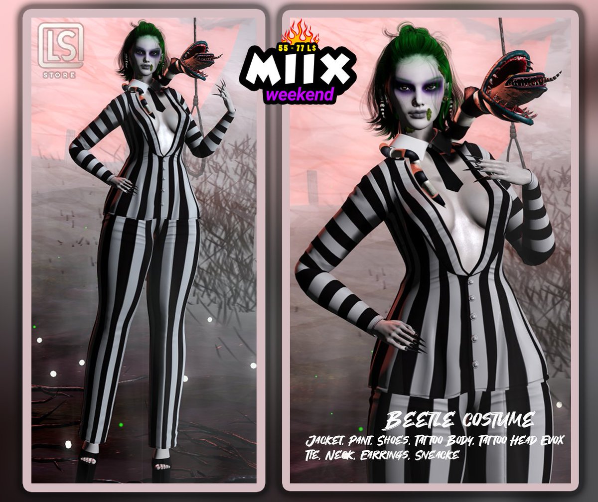 ls_store3's tweet photo. 👻WEEKEND SALE R$77L LS STORE 

BEETLE COSTUME - Jacket, Pants, Shoes,Tattoo Body, Tattoo Face Lelutka EvoX, Tie, Neck , Earrings and Snake

only color set

LM : https://t.co/oWWWPwmubQ https://t.co/UKHWeOyPX9