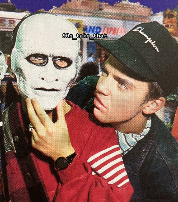 90s_take_that's tweet photo. #HappyHalloween 😈🧟♂️🤡
#takethat #flashback #thatters #90s #throwback #90stour #willowen #circusthrowback #lookatus #nostalgia #90snostalgia #90stakethat @takethat @GaryBarlow @OfficialMarkO #HowardDonald @robbiewilliams #JasonOrange #Lulu #takethatlegends https://t.co/WxSeWhhkNg