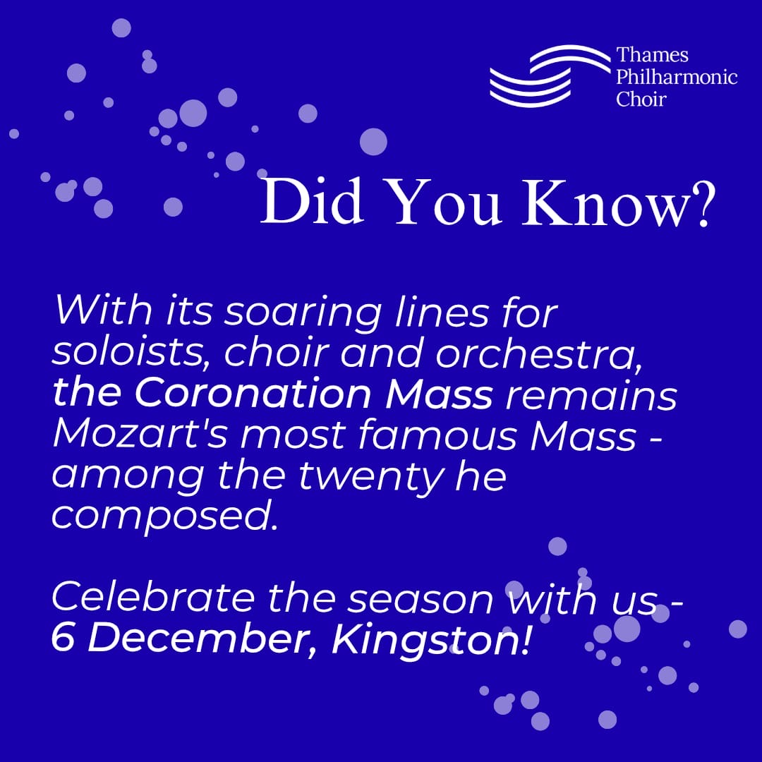 On 6 December <a href="/AllSaintsK/">All Saints Church</a> we’ll perform Mozart’s magnificent Coronation Mass. Paired with Bach’s sublime Wachet Auf, we’ll fill the church with festive music to lift the spirit and warm the season! To book, go to thamesphilharmonicchoir.co.uk/concerts-events #christmasconcert #southwestlondonchoirs