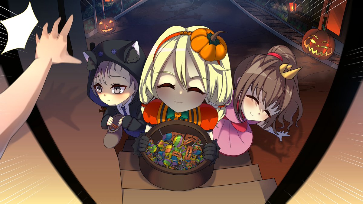 TrustyJacopoDev's tweet image. 🎃 Meet the trio on Halloween night!

Left: Yuko the shy neko-girl 🐱, cozy in her cat hoodie.
Right: Misaki, future costume designer 👗
Center: our brave star, Kohaku Otori - Unity-chan! 🌟

Who could resist giving them all the treats? 🍬

Artist: @urukaido 
#unitychan…