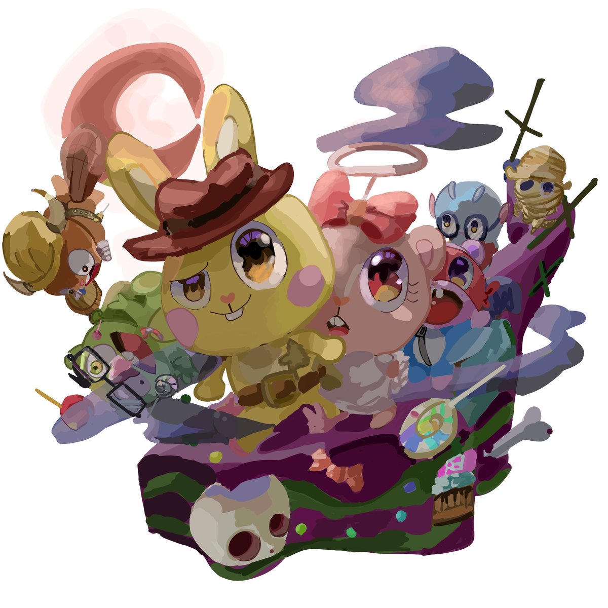 #ハロウィンイラスト  #ハピツリ
#HTF
🎃