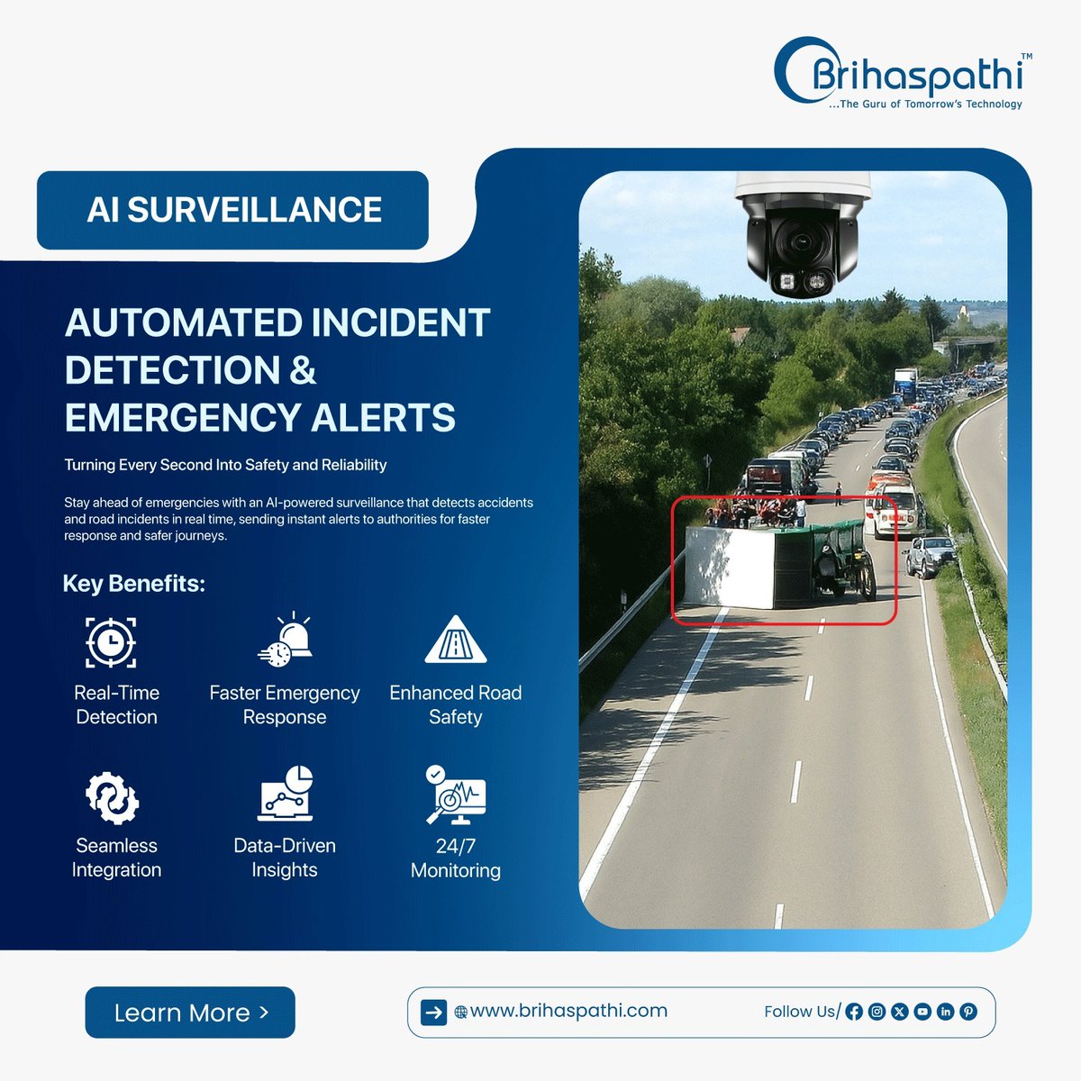 Brihaspathitec's tweet image. 𝗦𝗽𝗼𝘁 𝗱𝗮𝗻𝗴𝗲𝗿𝘀 𝗯𝗲𝗳𝗼𝗿𝗲 𝘁𝗵𝗲𝘆 𝗯𝗲𝗰𝗼𝗺𝗲 𝗱𝗶𝘀𝗮𝘀𝘁𝗲𝗿𝘀 !

Every second matters in an emergency. With AI-powered surveillance, accidents and incidents are detected instantly, alerting authorities.

#aisurveillance #incidentdetection #emergencyalerts