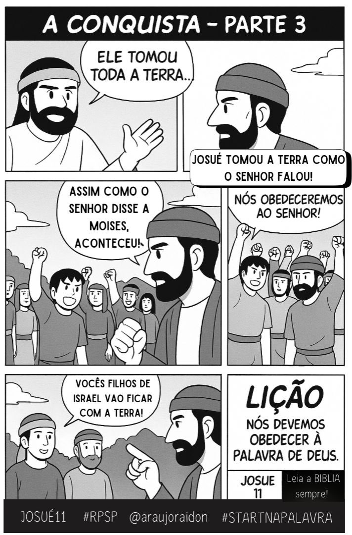 O reavivados por sua palavra #RPSP, é um projeto de incentivo a leitura diária da Bíblia. Hoje, vamos ler Josué 11, em quadrinhos! #rpsp #PrimeiroDeus #novasgeracoes
