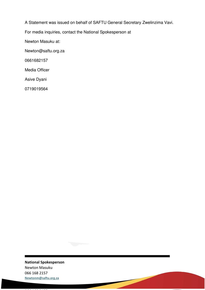 <a href="/SAFTU_media/">SAFTU</a> condemns Mofoko security for robbing workers of their provident fund-Demands immediate enforcement and criminal action... <a href="/PSSPFund/">PSSPFund</a>.... At least R111 -R330 million stolen..... #PensionFundAdjudicator <a href="/deptoflabour/">Department of Employment and Labour</a> #FSCA