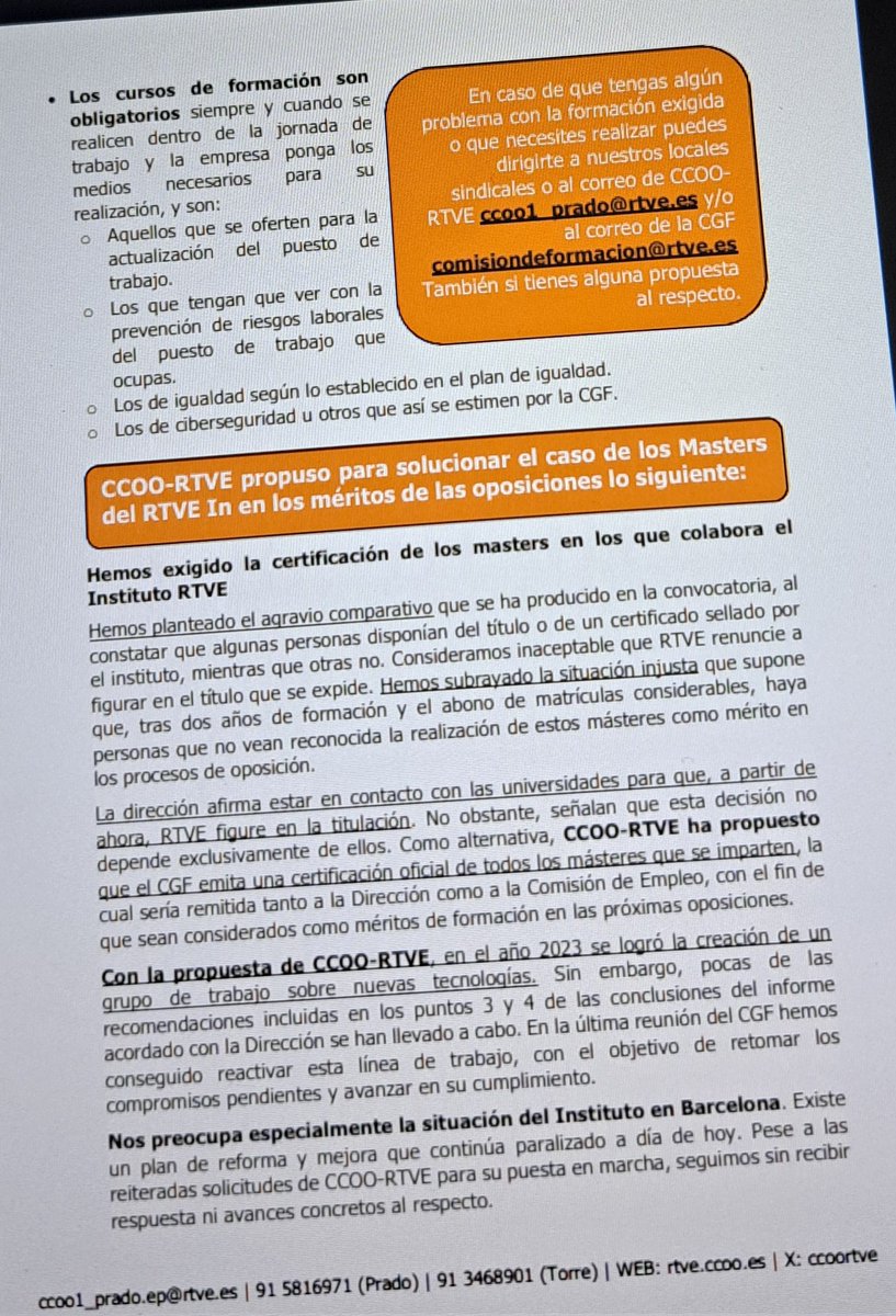 Si acabas de llegar a <a href="/rtve/">RTVE</a> como nuevo trabajador debes conocer tus derechos. Tienes permiso para ir a examinarte, a realizar algunos cursos gratuitos y a algunas bonificaciones. Aquí lo tienes todo. extra.rtve.es/ccoo/lahoja/25…