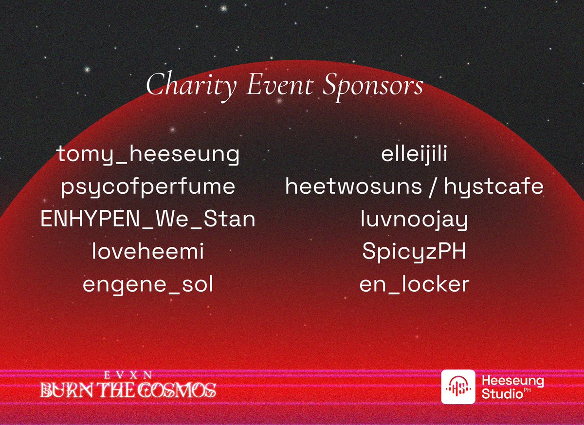 HeeStudioPH's tweet photo. Grateful to our sponsors for their generosity, and to @tomy_heeseung and @psycofperfume for motivating us to see this project through despite the hurdles. 🥰

@SpicyzPH @en_locker @ENHYPEN_We_Stan @loveheemi @engene_sol @elleijili @heetwosuns @hystcafe @luvnoojay https://t.co/I4hvYcDQPI