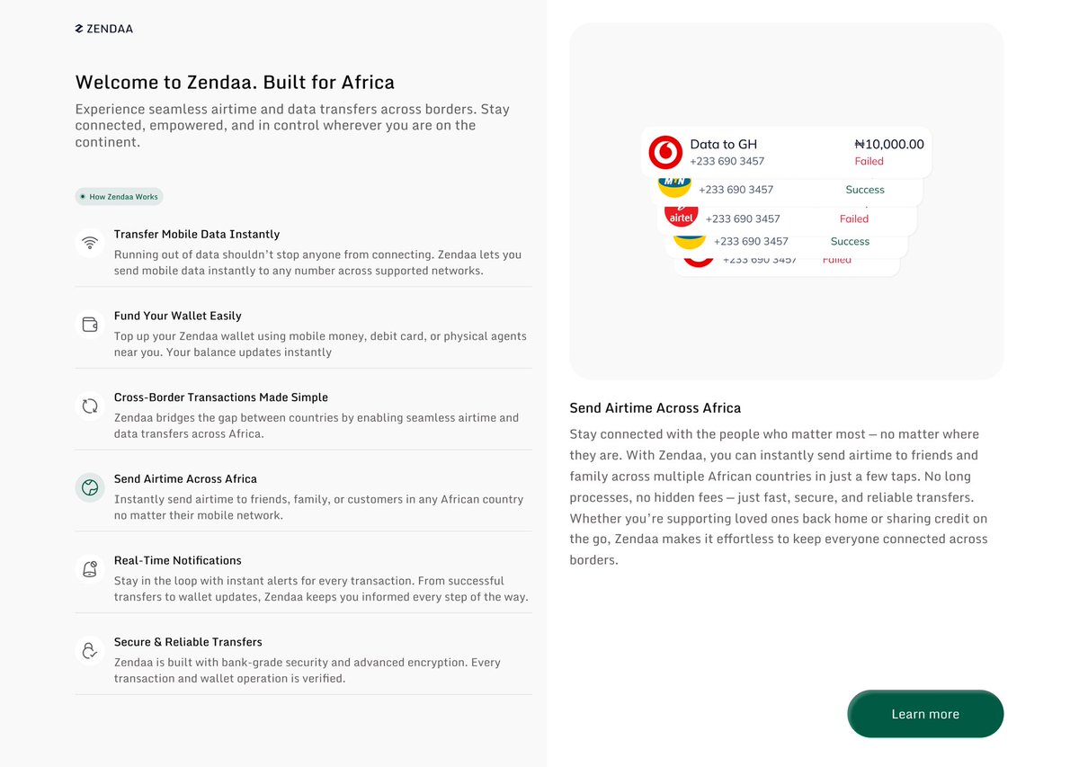 Only_Beebah's tweet image. Zendaa is my idea. I was out of data that evening, reminiscing on how my siblings in Nigeria always take care of my data. Then the idea came to me, what if I design an app that allows data transfer across African countries? That was how I came up with Zendaa.
#uiux
