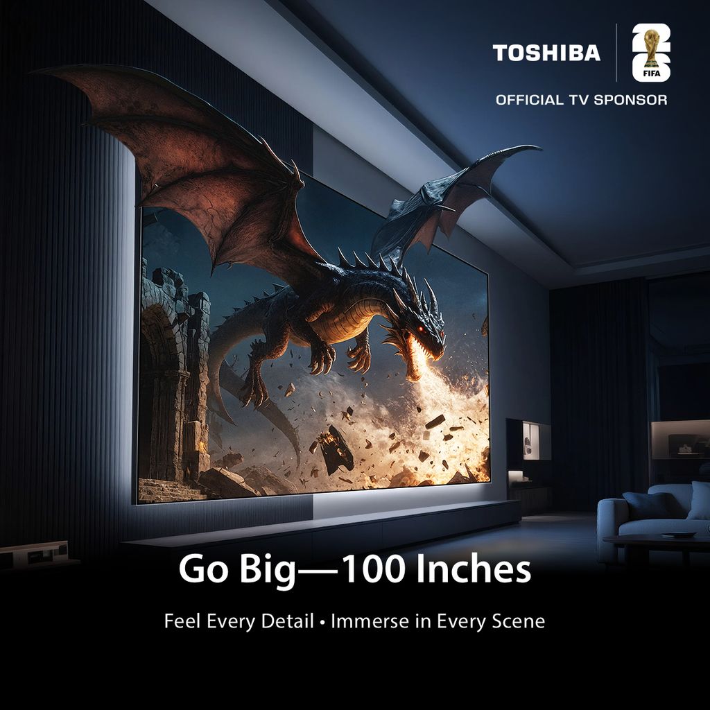 ToshibaTVGlobal's tweet photo. ๐ฌ100 Inches, Immersive Action
REGZAโs 100-inch screen makes you feel like youโre truly under the dragon โ watch out, itโs about to breathe fire! ๐ฅ
#ToshibaTV #REGZA #100InchTV
#HomeCinema #UltimateViewing https://t.co/NL8gDbW15X