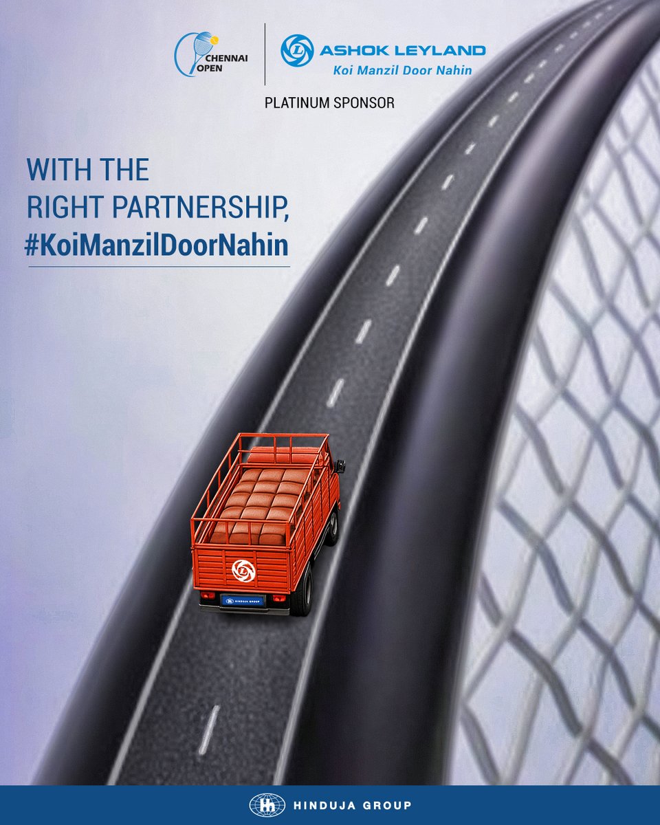 Here’s to the spirit that powers every victory. 
#KoiManzilDoorNahin

#KoiManzilDoorNahin #ChennaiOpenTennis #WTAChennaiOpen2025
#AshokLeyland #AshokLeylandIndia #AshokLeylandOfficial