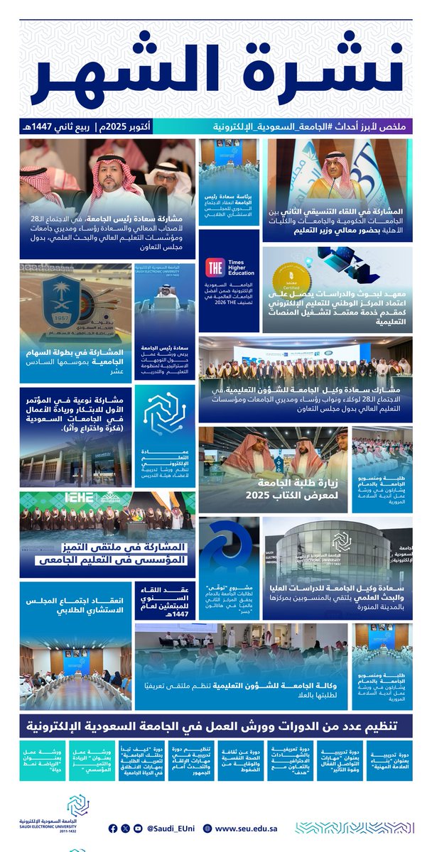 🗞️أبرز أحداث #الجامعة_السعودية_الإلكترونية خلال شهر أكتوبر 2025.

#رواد_تعليم_المستقبل
