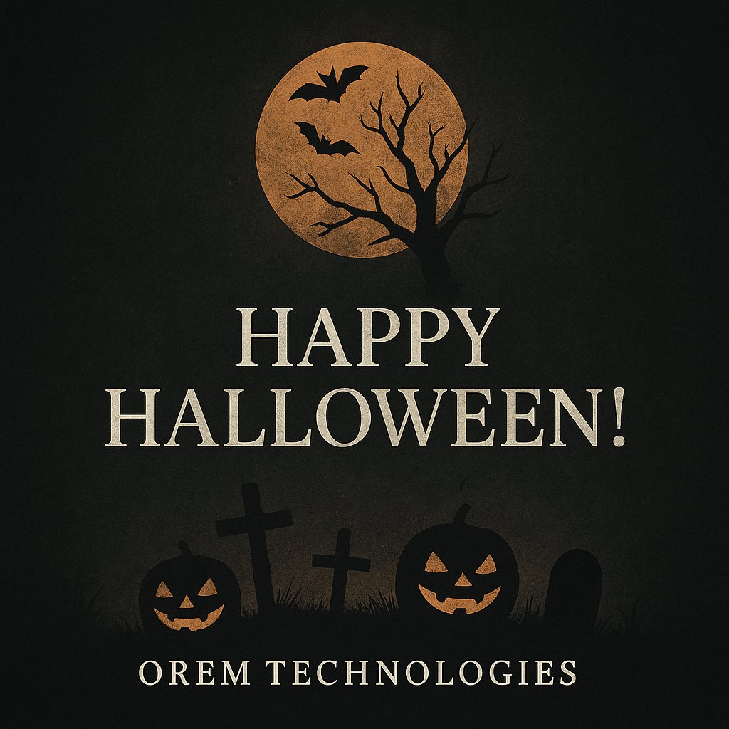 oremexpert's tweet photo. 🎃 Spirits high, lights low, and innovation aglow!
👻 Happy Halloween from Orem Technologies — where even our code has a little magic tonight. ✨🕸️
#HappyHalloween #TechMagic #OremTechnologies https://t.co/gMfKtw5yRq