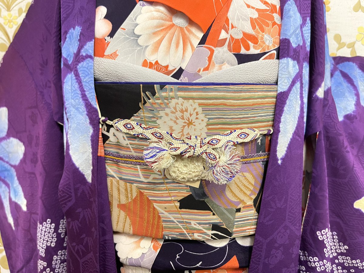 Yuko 縦に節のある紬地 瓢箪 葉 染め 訪問着 紋なし キモノ葉月 代田橋 on X