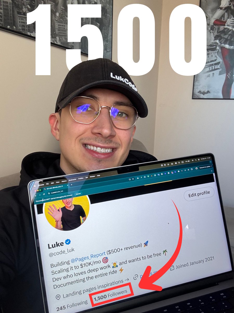 code_luk's tweet image. I started building in public.
I had:
> 1 failed app ❌
> 0 friends
Today I have:
> launched my app ($500+ revenue) 💰
> 1500+ followers
🎯2k soon
Just keep going! 💪