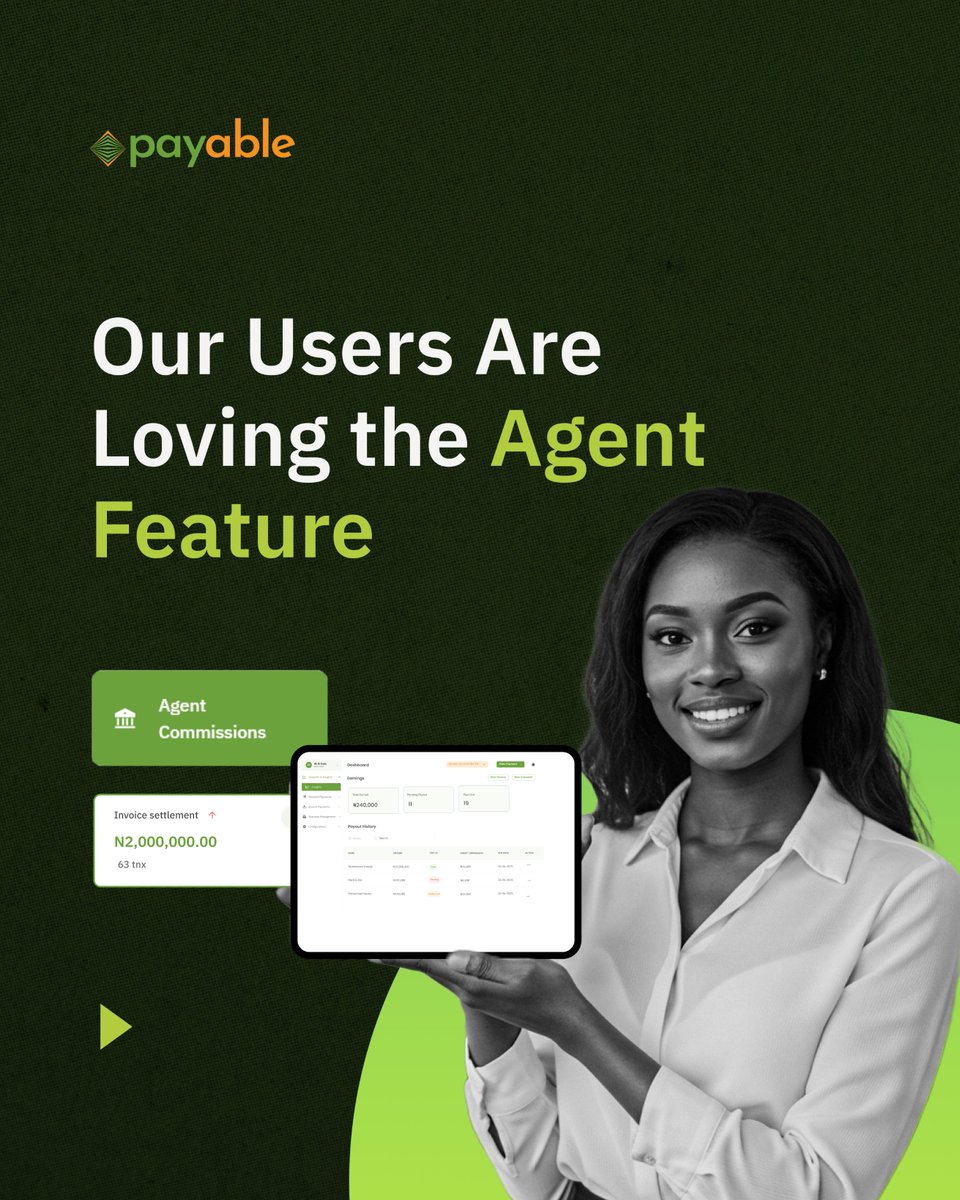 payableafrica's tweet photo. Real results that can be yours too.
SMEs across Nigeria are using the Agent Feature to automate their sales and commissions.

💡 See what it can do for your team → https://t.co/J9JGWS5KDX
 
#payableafrica #agentfeature #customerstories #businessautomation #nigerianbusiness #fyp https://t.co/zbRXGcl6RZ