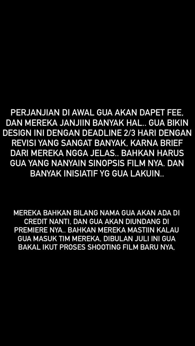 welkamtujumanji's tweet photo. udah 5 bulan lebih gadapet FEE atas poster yang udah gua bikin buat FILM untuk ditampilin di TMII. bukan salah pihak TMII nya tapi salah pihak produser,sutradara dll nya. ternyata stlah poster jadi dan film tayang, gua blm dibayar smpe skrg #tamanmini #film #graphicdesign https://t.co/5h76SOaJwv