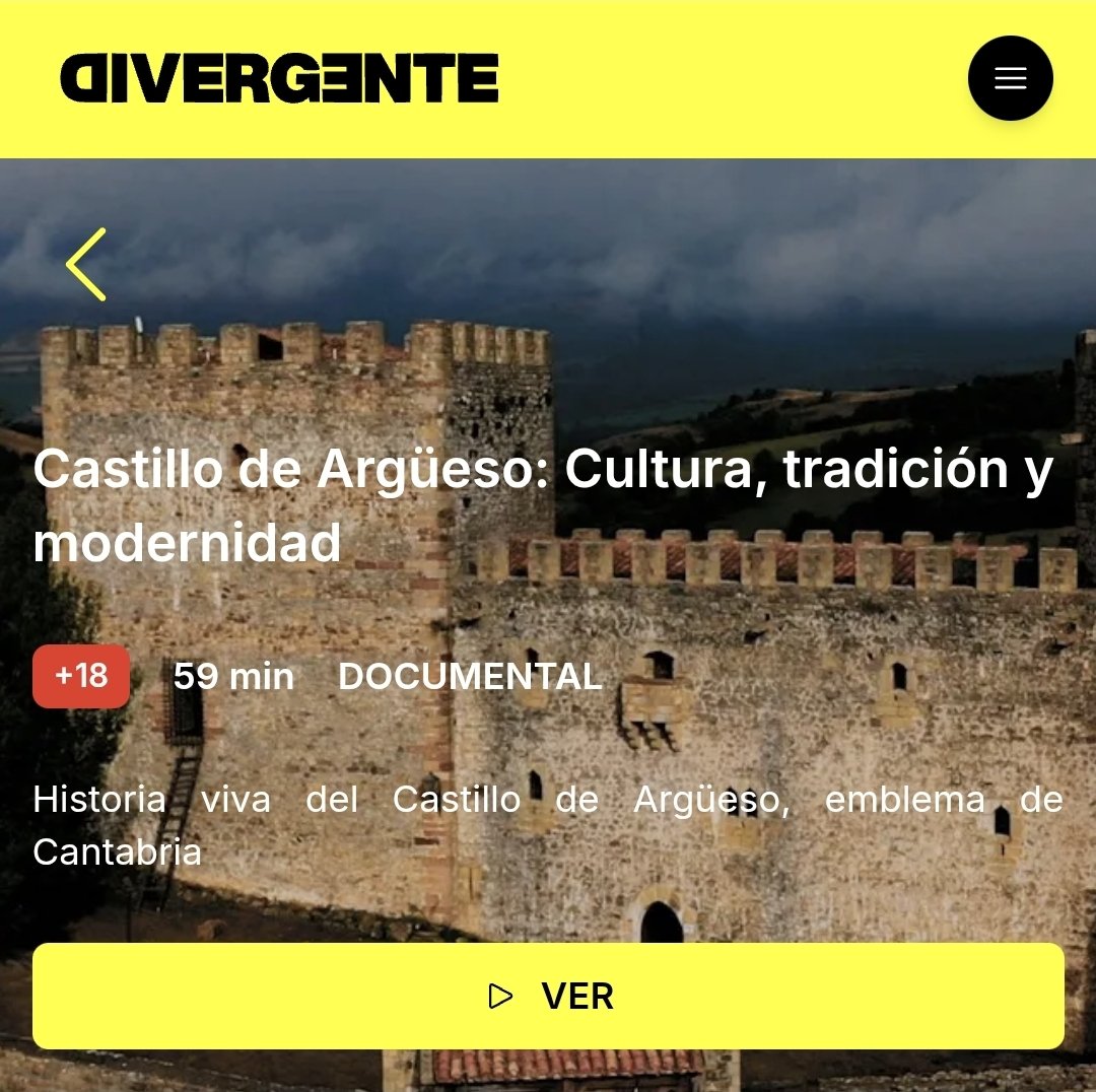 🏰 Estreno hoy en Divergente 🎬
No te pierdas el documental “Castillo de Argüeso: Cultura, tradición y modernidad”, un viaje por la historia y la vida actual de este símbolo del patrimonio cántabro.

📺 Míralo ya en 👉 divergente.app/publication/de…

#CastilloDeArgüeso #Cantabria