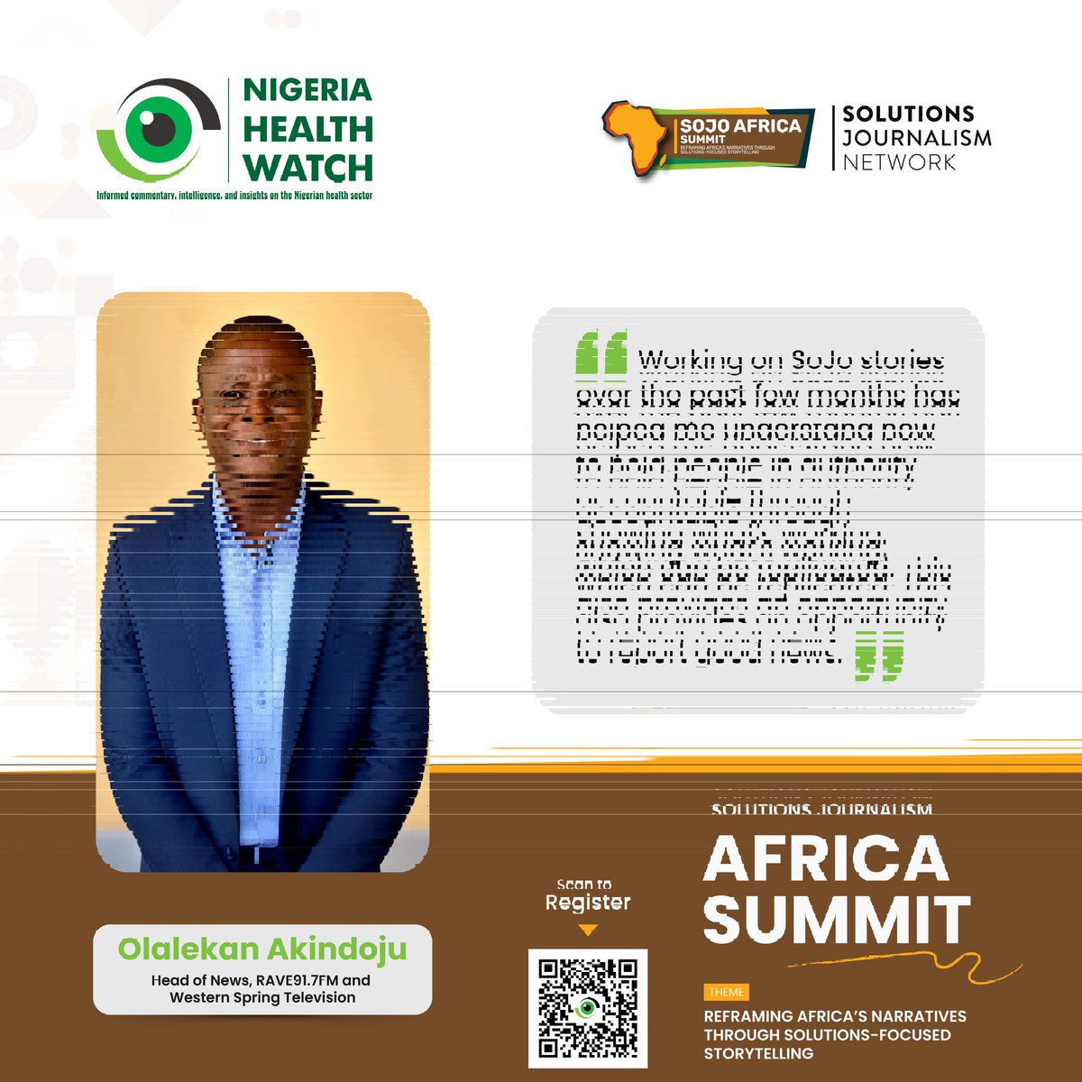 JATSCOMNEWS's tweet photo. The clock is ticking! Register to participate in this year's Solutions Journalism Africa Summit.
Register here https://t.co/cNiGnUafd3
@nighealthwatch
@MaryAgidi1
#SolutionsJournalismAfricaSummit #nighealthwatch #solutionsjournalismnetwork https://t.co/QEXc0Z5bT5