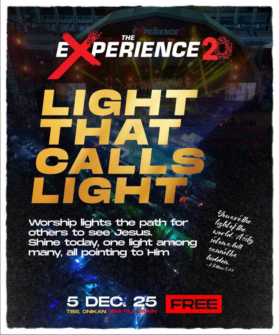 HouseOnTheRock's tweet image. You lose nothing by lighting another ‘candle’, instead, the illumination spreads!

Arise and shine in your community, and you will naturally connect with those carrying the same fire.

It’s #JesusUnited all the way.

#TE20
#DailyReflections
#TheExperience2025