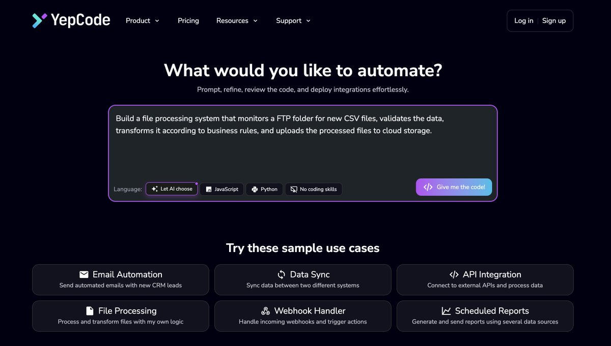 mmuino's tweet image. We’re cooking 🧑🍳 something new at @yepcode_io that will change how developers build integrations. Stay tuned 👀
#AIDrivenDevelopment #AutoCoding #IntelligentAutomation #DX #AICodeExecution #SandboxSecurity #EnterpriseReady #WhenYouGraduateFromNoCodeTools