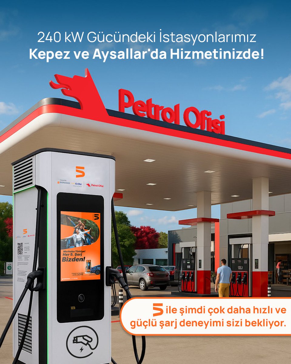 ⚡ 240 kW gücündeki istasyonlarımız Kepez ve Aysallar’da açıldı!

5 ile geleceğin enerjisi her an yanınızda. 🙌