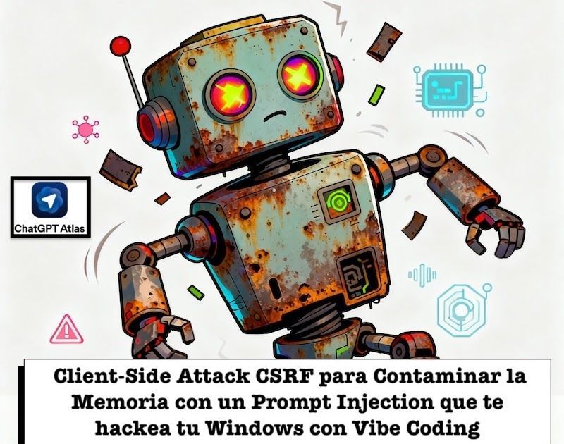 Menudo dolor de cabeza para Altman -> ChatGPT Atlas: Client-Side Attack CSRF para Contaminar la Memoria con un Prompt Injection que te hackea tu Windows con Vibe Coding #uncategorized #feedly elladodelmal.com/2025/10/chatgp…