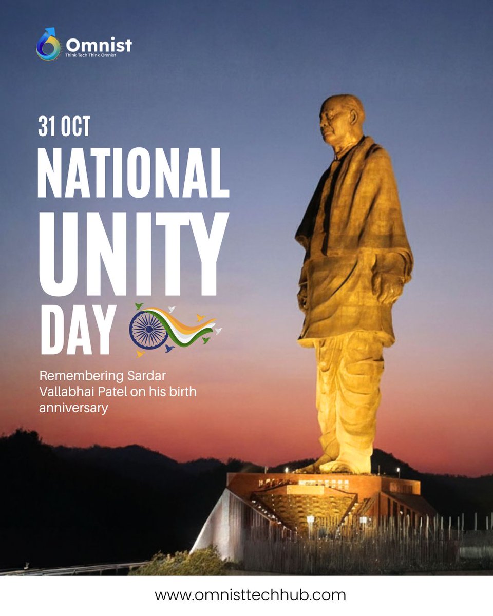 OmnistTechHub's tweet image. 🇮🇳United We Stand, Strong We Grow.
On this #NationalUnityDay, #OmnistTechhubSolutions proudly remembers #SardarVallabhbhaiPatel, the #IronManofIndia, whose vision &amp;amp; determination united our great nation.

#RashtriyaEktaDiwas #StatueOfUnity