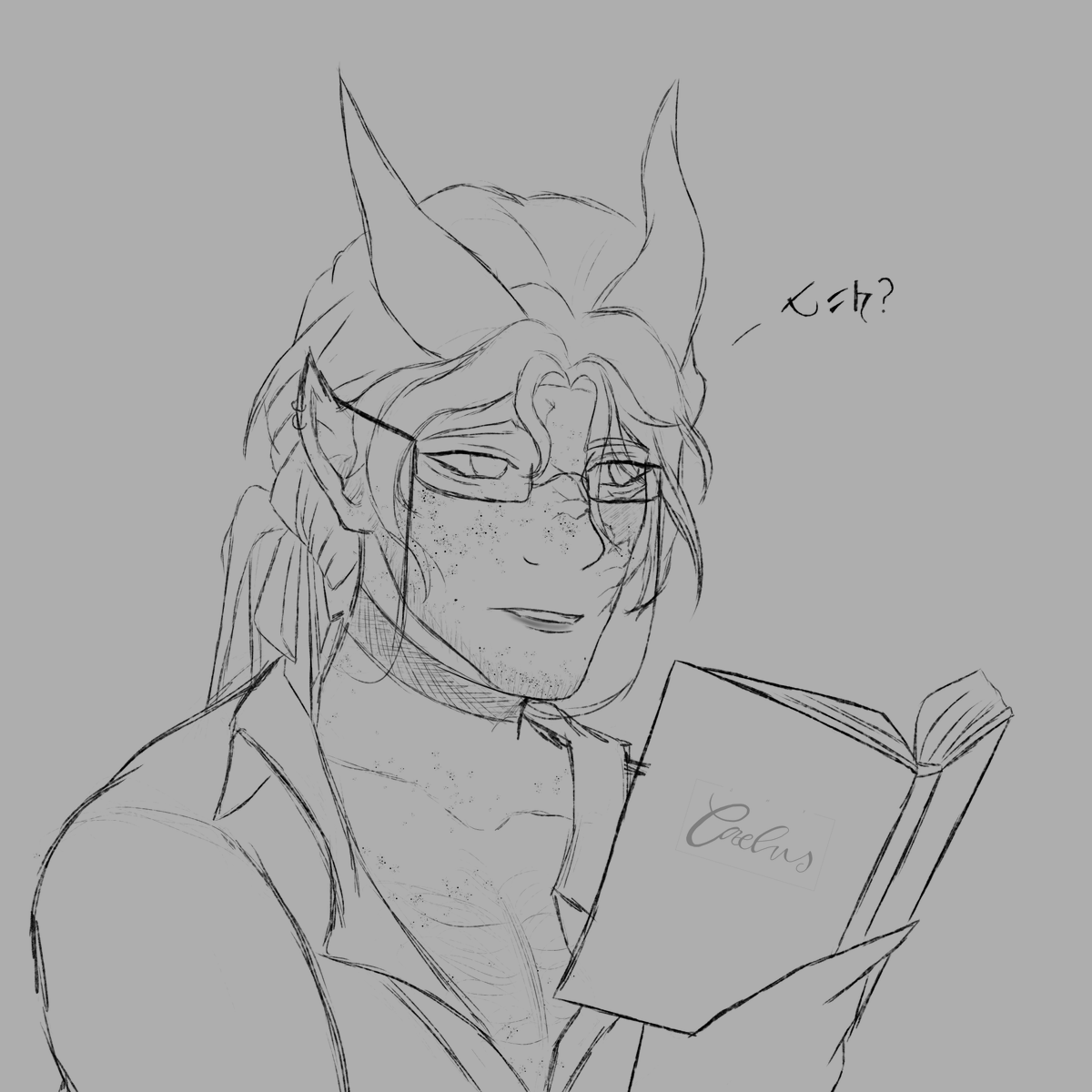 TheShyMel's tweet photo. After a while of none of my art looking right, I finally was able to draw my DnD boy, Kairos :3

(This is him older because I wanted to draw him with reading glasses and a slight beard) https://t.co/1hAUNvuOwN