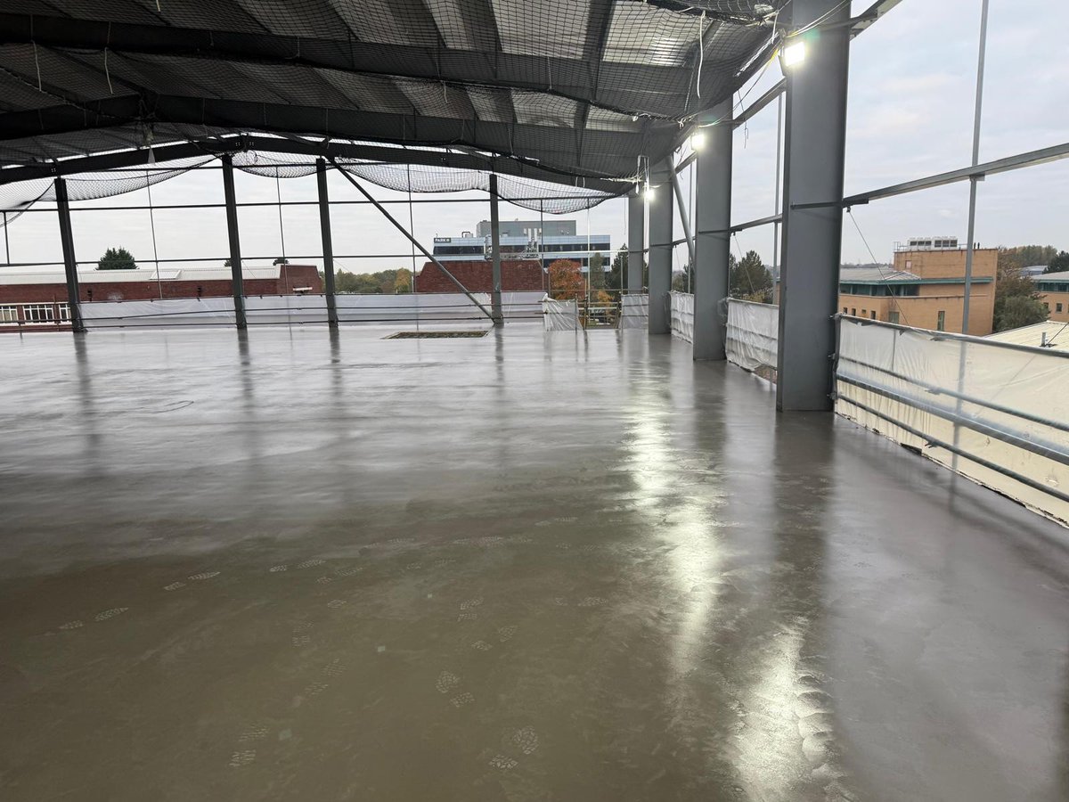 Works are nearing completion at IMS Stockport. Our package including the detail, supply and installation of 2,800M2 Metfloor 60 and 5,600No. shear studs.  Reinforcement, pumping and pouring of the concrete slab also completed by NSD.