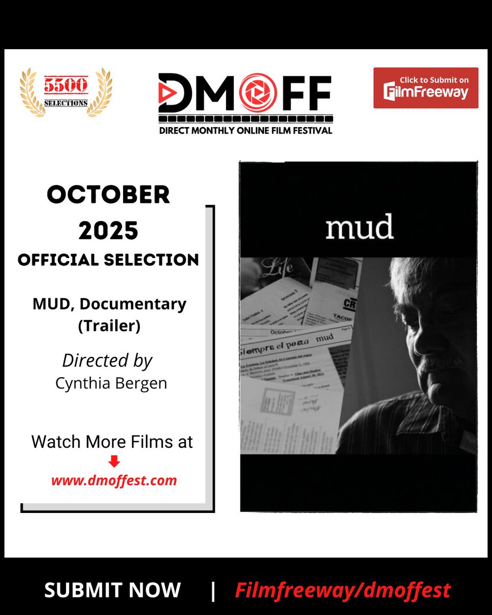 🎬 Watch the eye-opening trailer
MUD, Documentary
Directed by Cynthia Bergen
Officially selected for the October 2025 edition of Direct Monthly Online Film Festival.

📽 Watch here: dmoffest.com/mud-documentar…

<a href="/cynoffire/">Cynthia Bergen</a>

#DMOFF #DMOFFEST #DMOFFESTIVAL