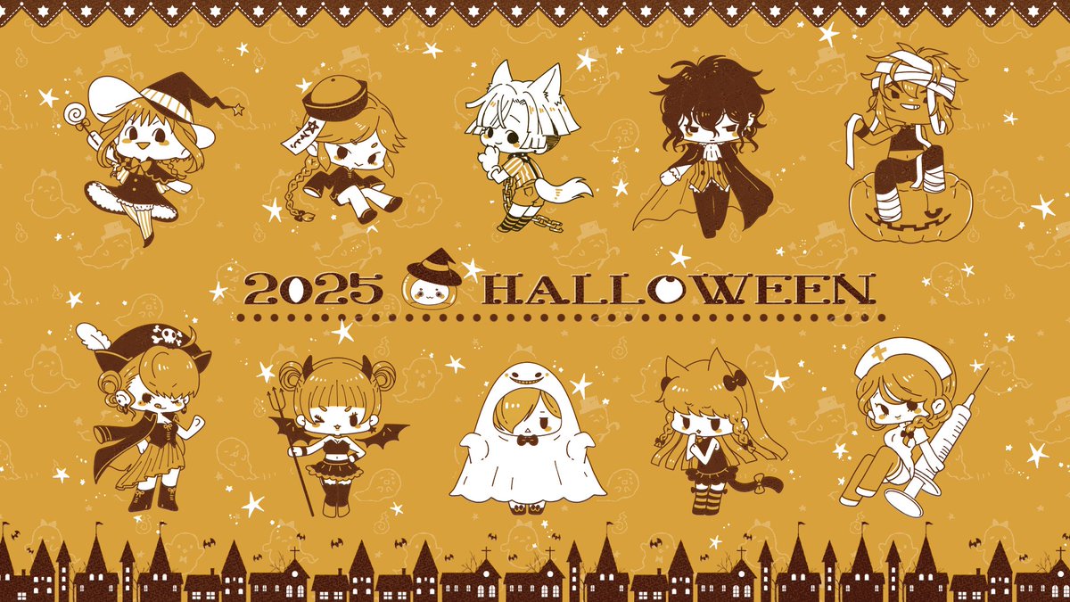 【🎃星影のティアドロップ2025・ハロウィン🎃】
リクエストいただいた星ティアのキャラを描かせていただきました。多忙にて簡易イラストでごめんなさい！
PC壁紙サイズになってますのでご利用ください☺️✡
皆様も素敵なハロウィンをお過ごしくださいませ～✨
#星影のティアドロップ #ハロウィン