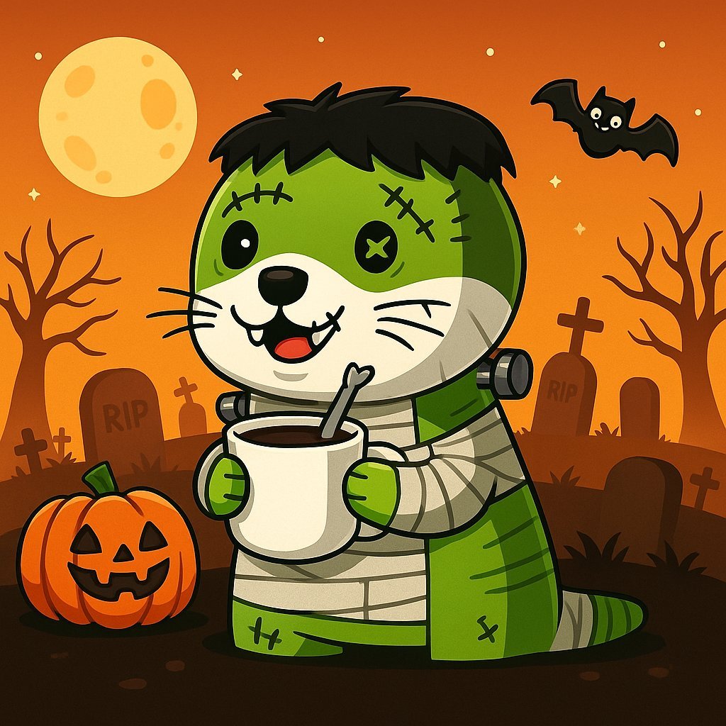 GM

The day couldn't have started any other way... With my $OTTO Frankenstein!! 31/10 Celebrating an amazing Halloween with <a href="/swimotto/">Otto</a> for everyone!

Come on, show off your costumes!!!

#Ottober